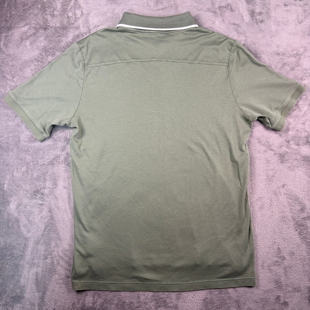Eton Polo Shirt Men's Large Olive Green Cotton Tipped Collar Preppy Contemporary - Picture 4 of 9